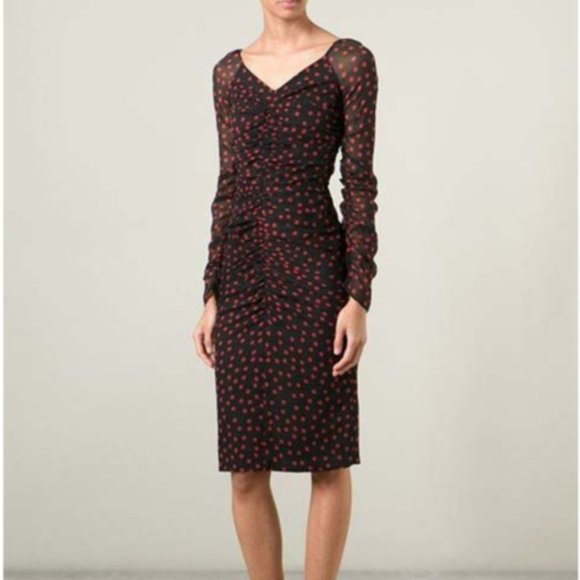 Dolce & Gabbana Dresses & Skirts - NWT SZ4 Dolce & Gabbana black ruched dress red dot